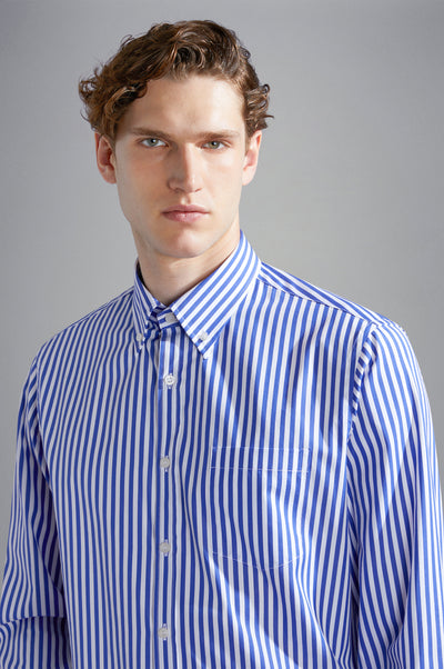 Paul & Shark Soft Touch Cotton Poplin Shirt | Blue/White