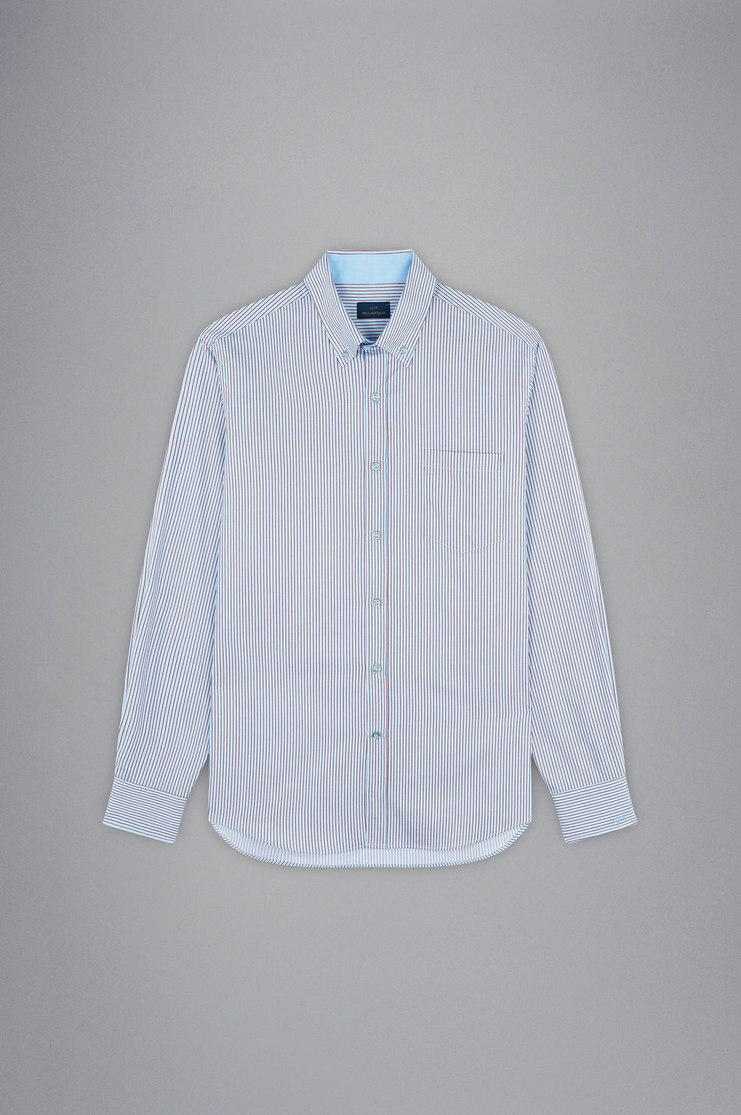 Paul & Shark Cotton Twill Shirt | Pale Blue/Brown