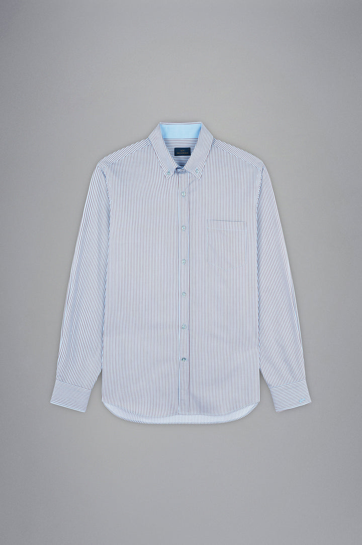 Paul & Shark Cotton Twill Shirt | Pale Blue/Brown