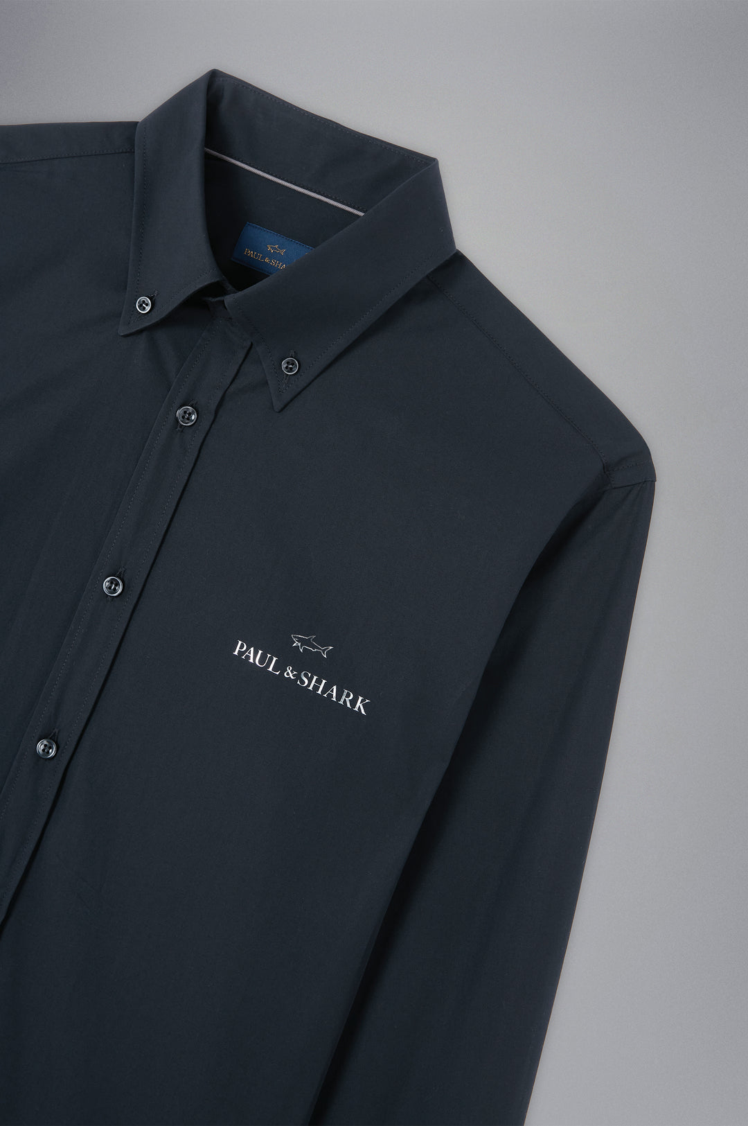 Paul & Shark Cotton shirt with Reflective Printed Logo | Black