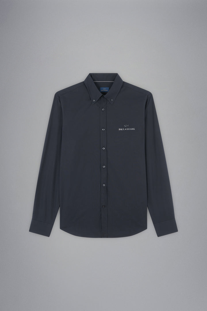 Paul & Shark Cotton shirt with Reflective Printed Logo | Black