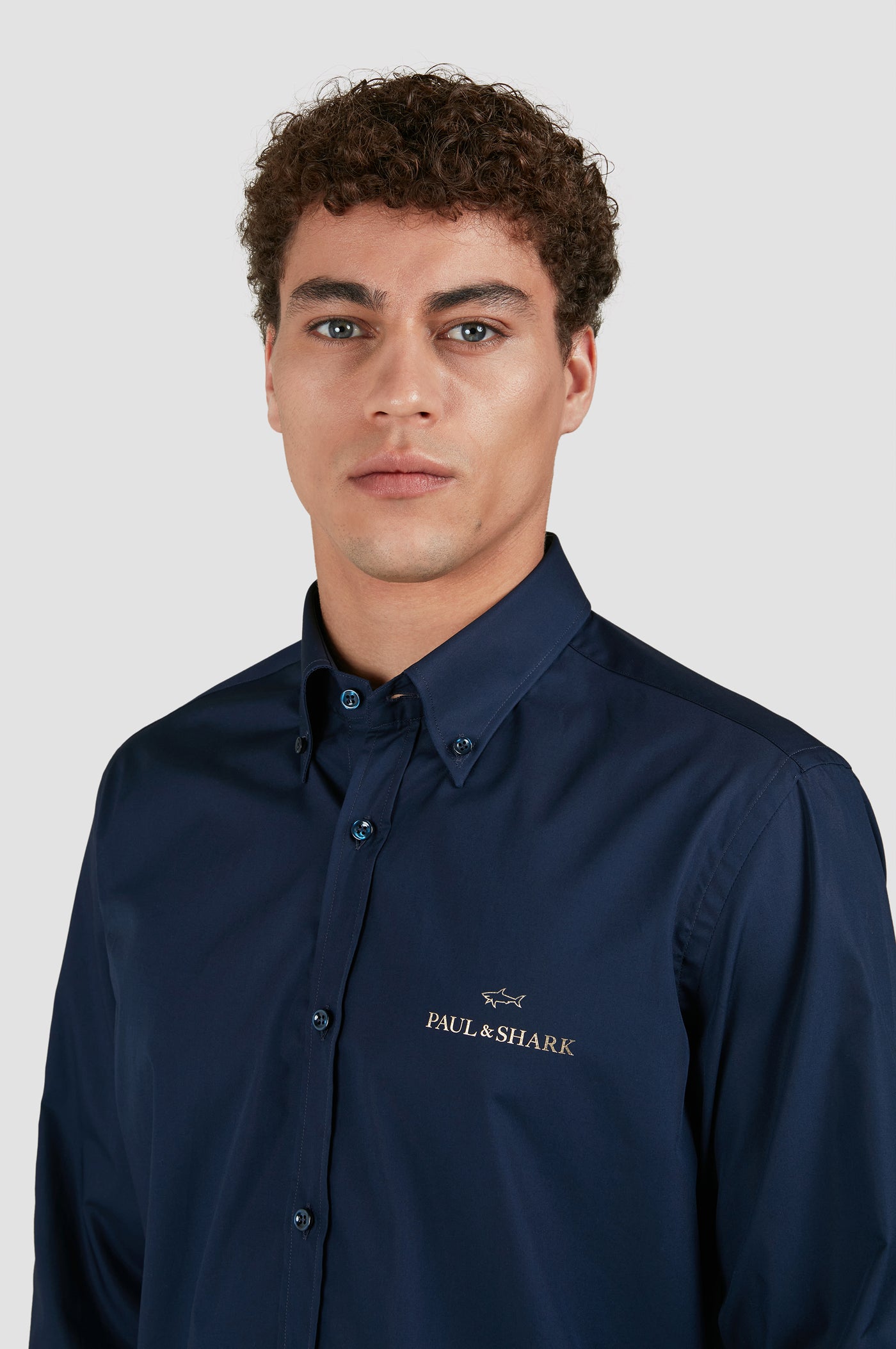 Paul & Shark Cotton Poplin Shirt with Reflective Printed Logo | Navy