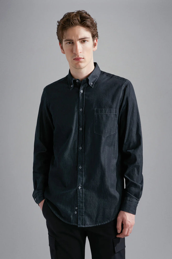 Paul & Shark Giza Cotton X-Soft Light Denim Shirt | Black