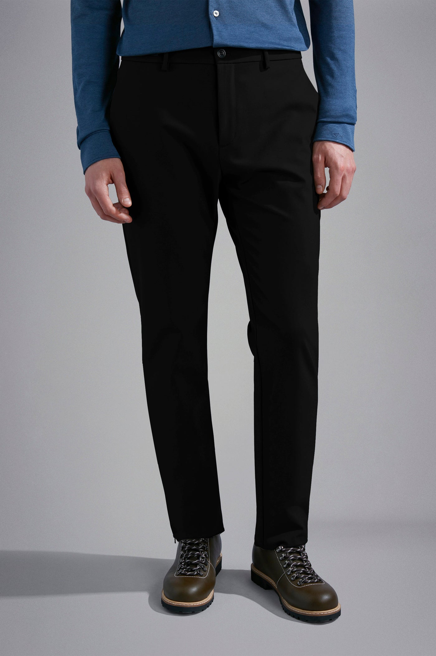 Paul & Shark Dynamic Stretch Nylon Regular fit Chino with Shark Fin | Black