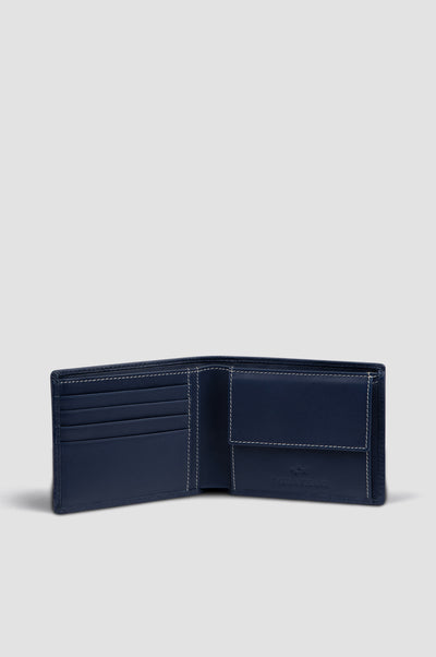 Paul & Shark Monogram Leather Coin Wallet | Navy