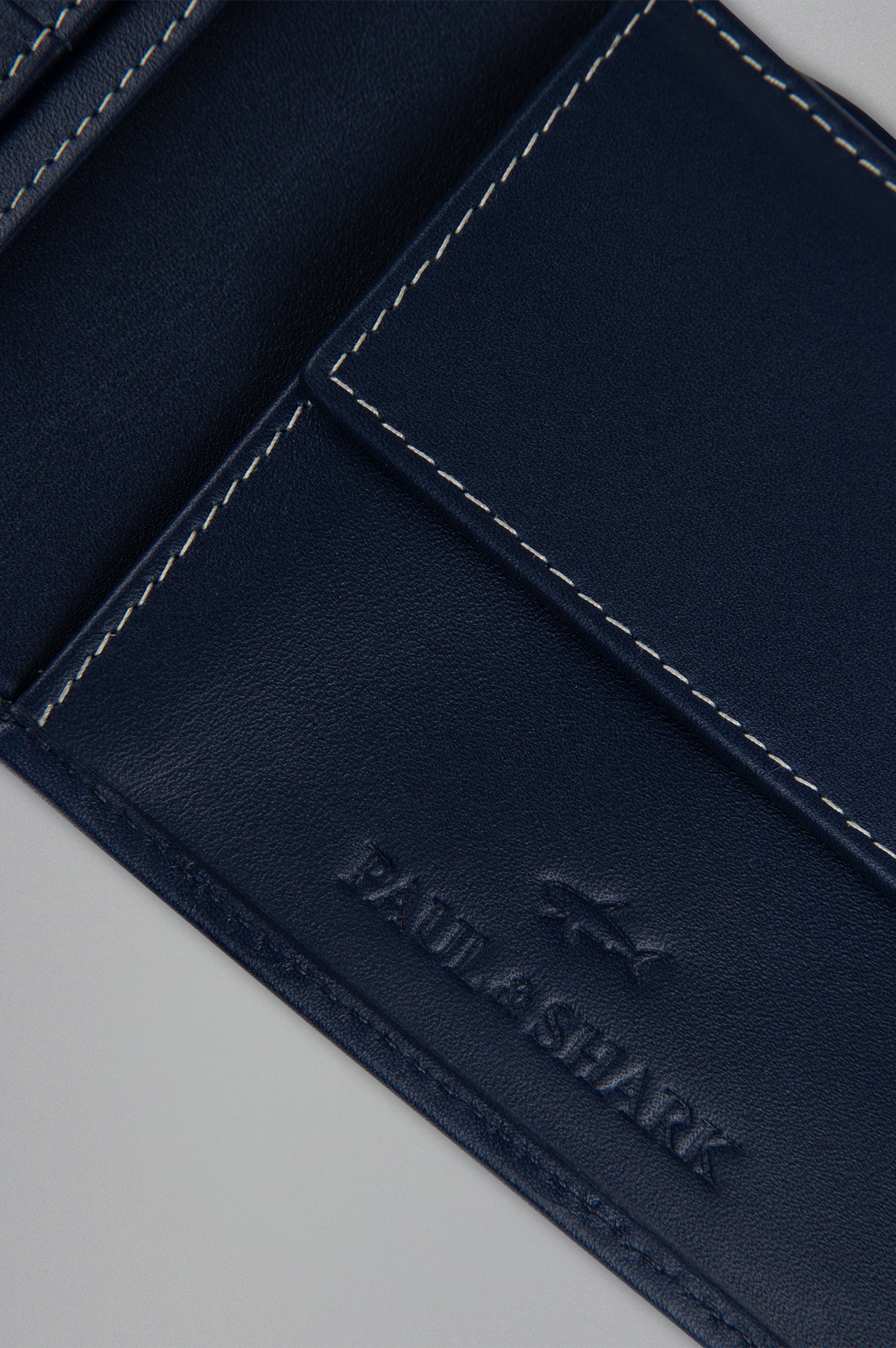 Paul & Shark Monogram Leather Coin Wallet | Navy