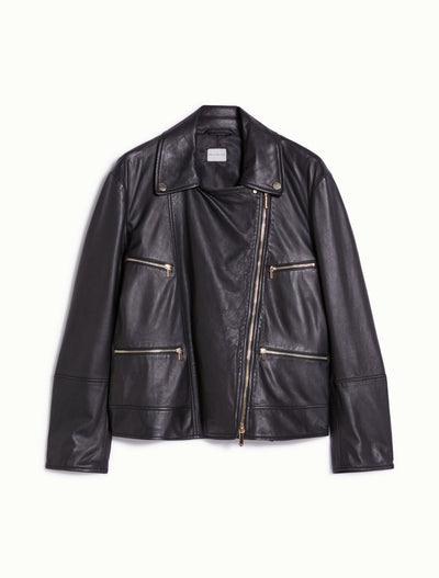 Penny Black Leather Biker Jacket | Black