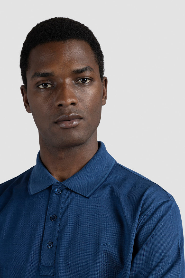 Paul & Shark Embroidered Fin Two Tone Cotton Piqué Polo | Navy