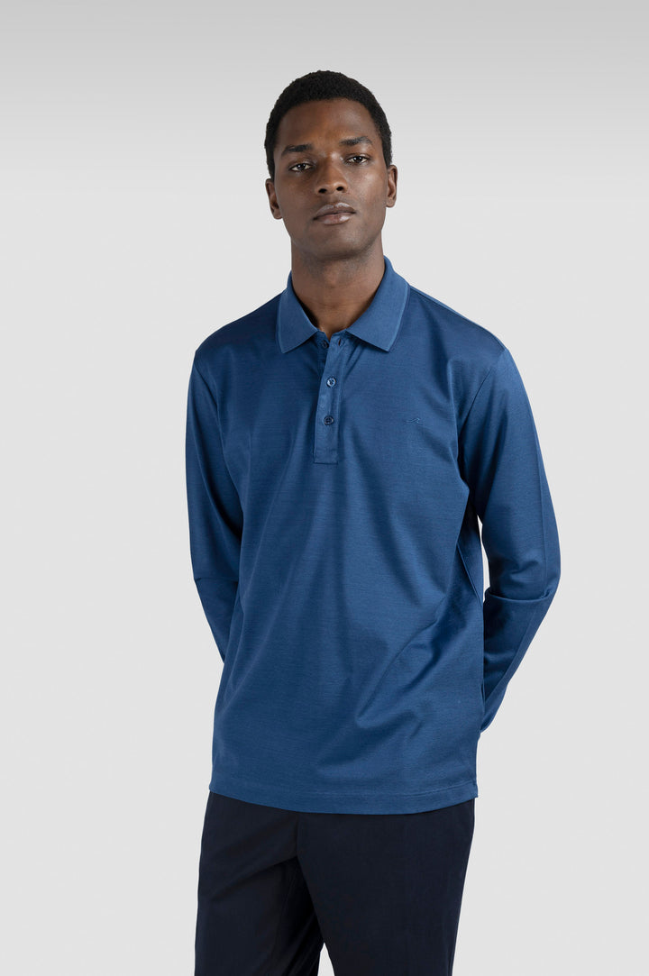 Paul & Shark Embroidered Fin Two Tone Cotton Piqué Polo | Navy