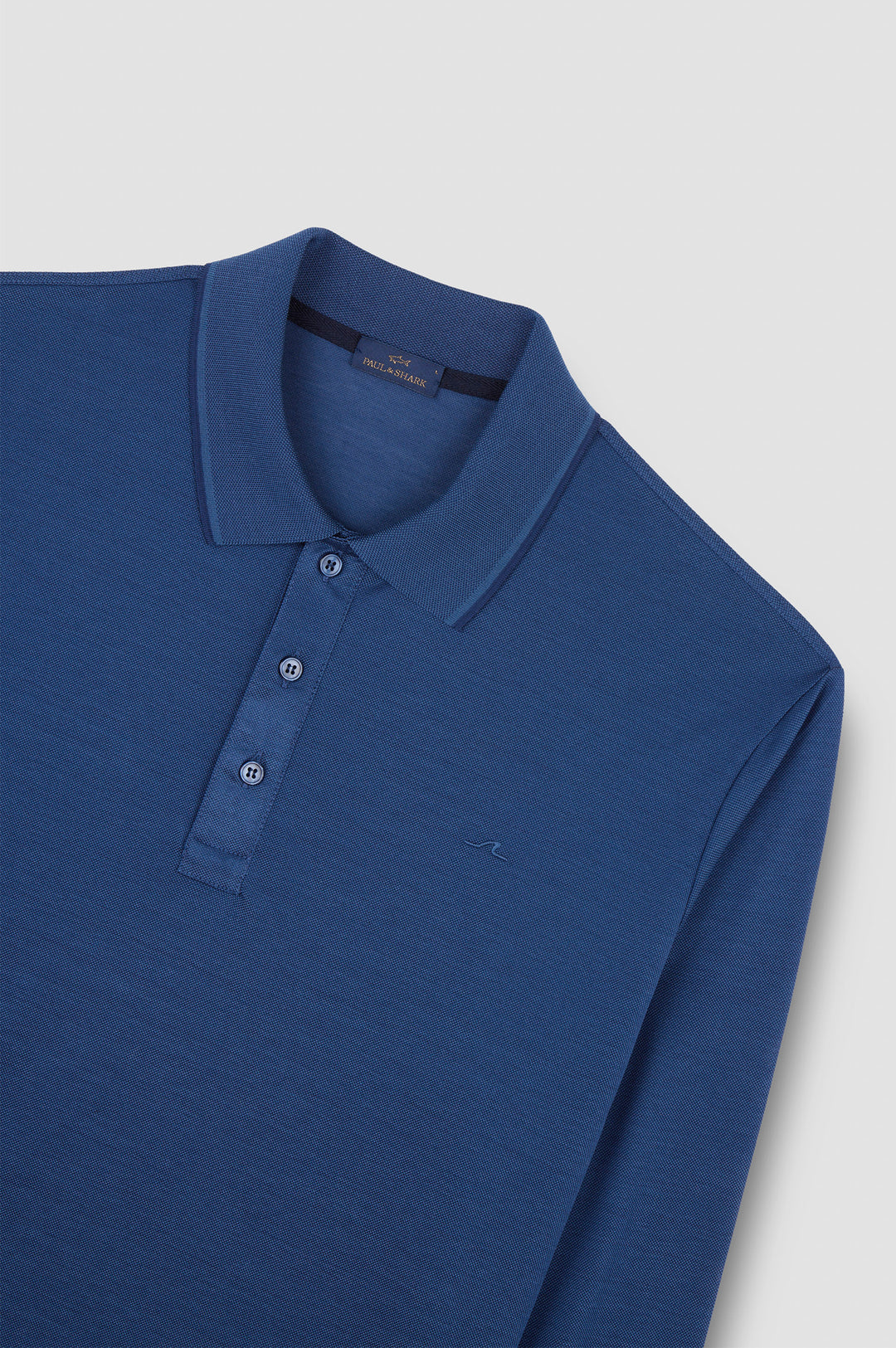 Paul & Shark Embroidered Fin Two Tone Cotton Piqué Polo | Navy