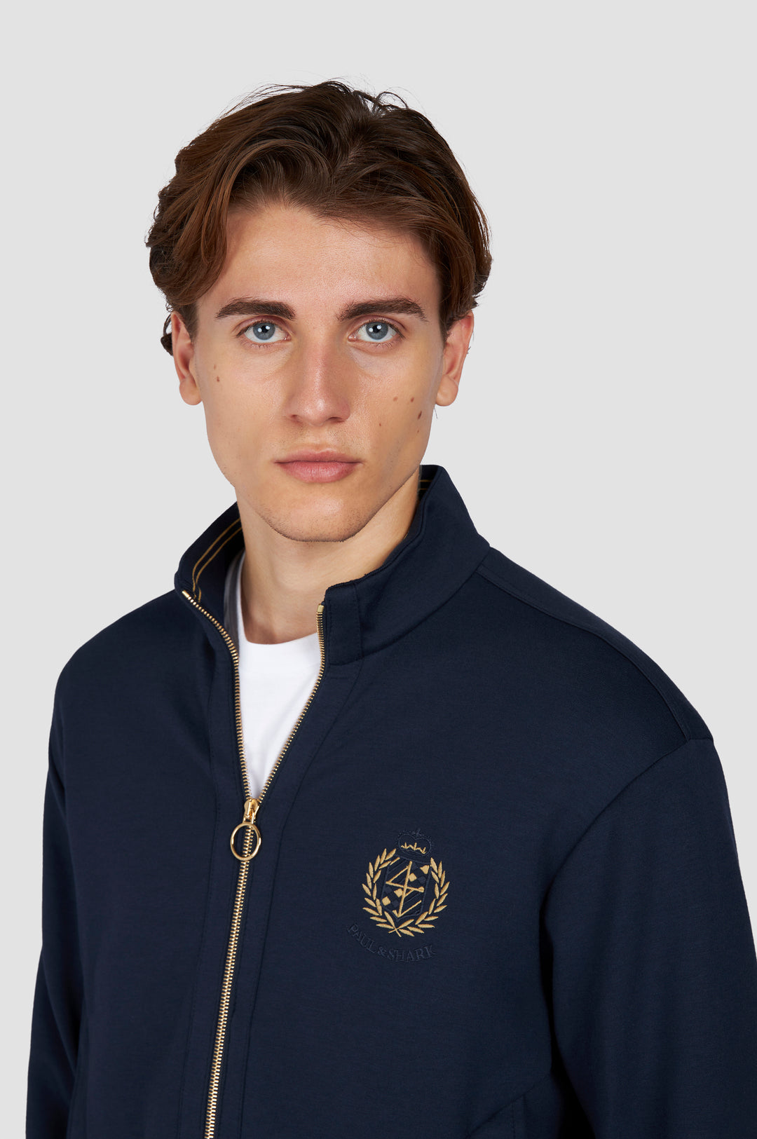 Paul & Shark Heraldic Embroidery Supima® Fleece Cardigan | Navy