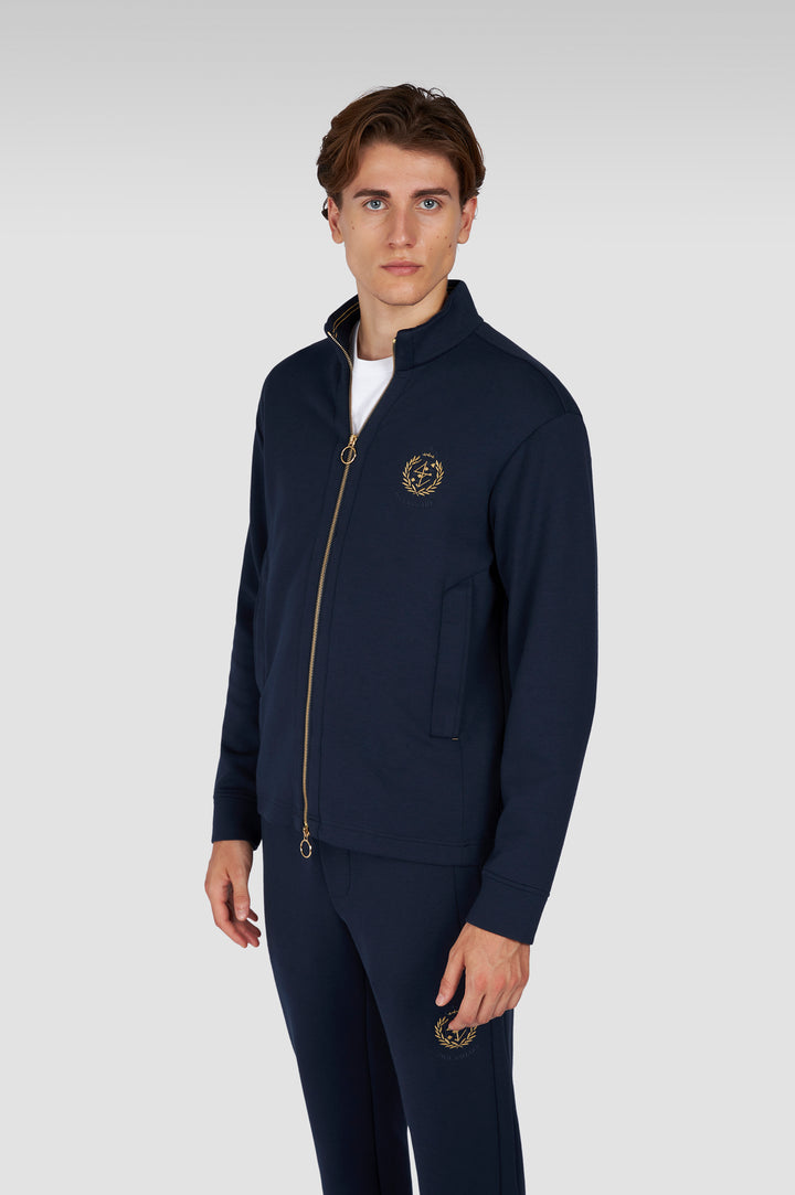 Paul & Shark Heraldic Embroidery Supima® Fleece Cardigan | Navy