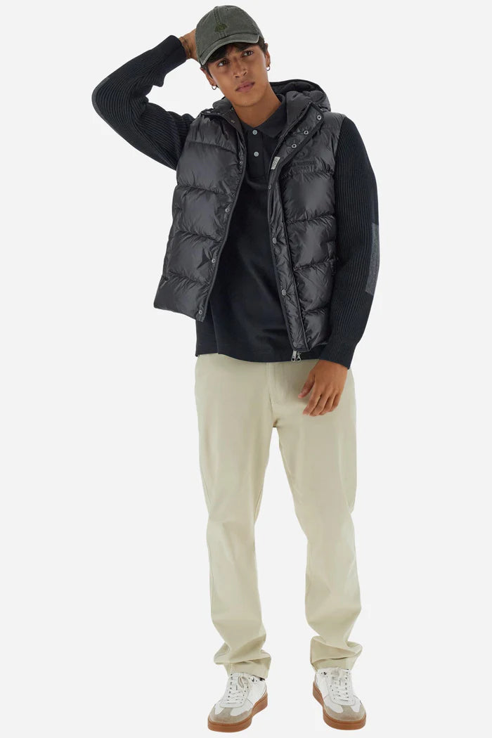 La Martina Men’s Iridescent Nylon Down Jacket Knit Sleeves | Black