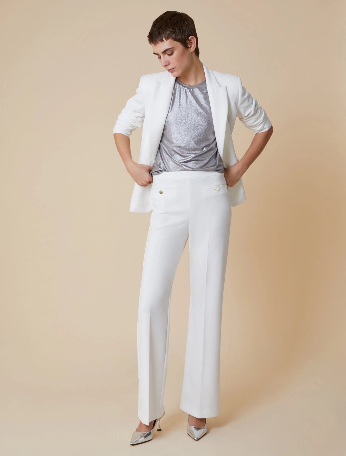 PennyBlack Crepe Jersey Trousers | White