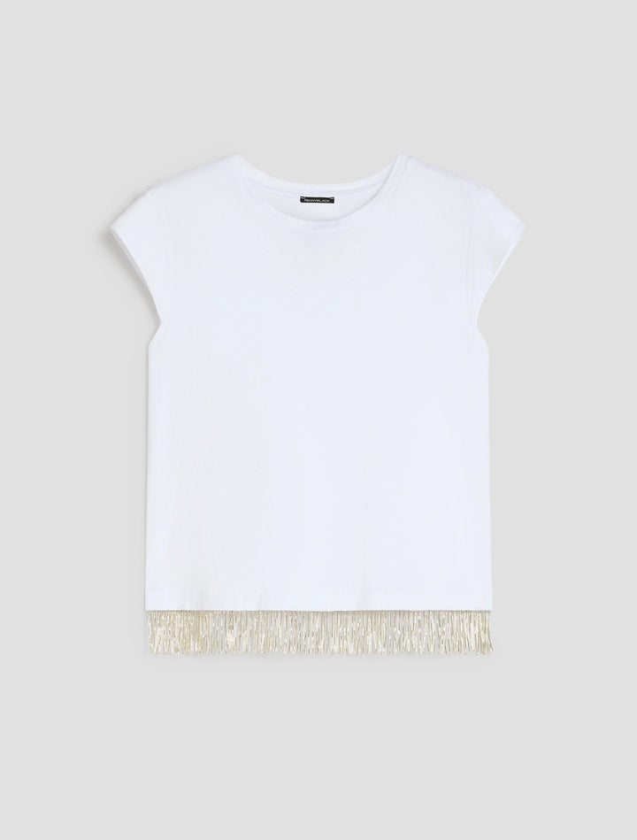 PennyBlack Beaded fringe T-shirt | White