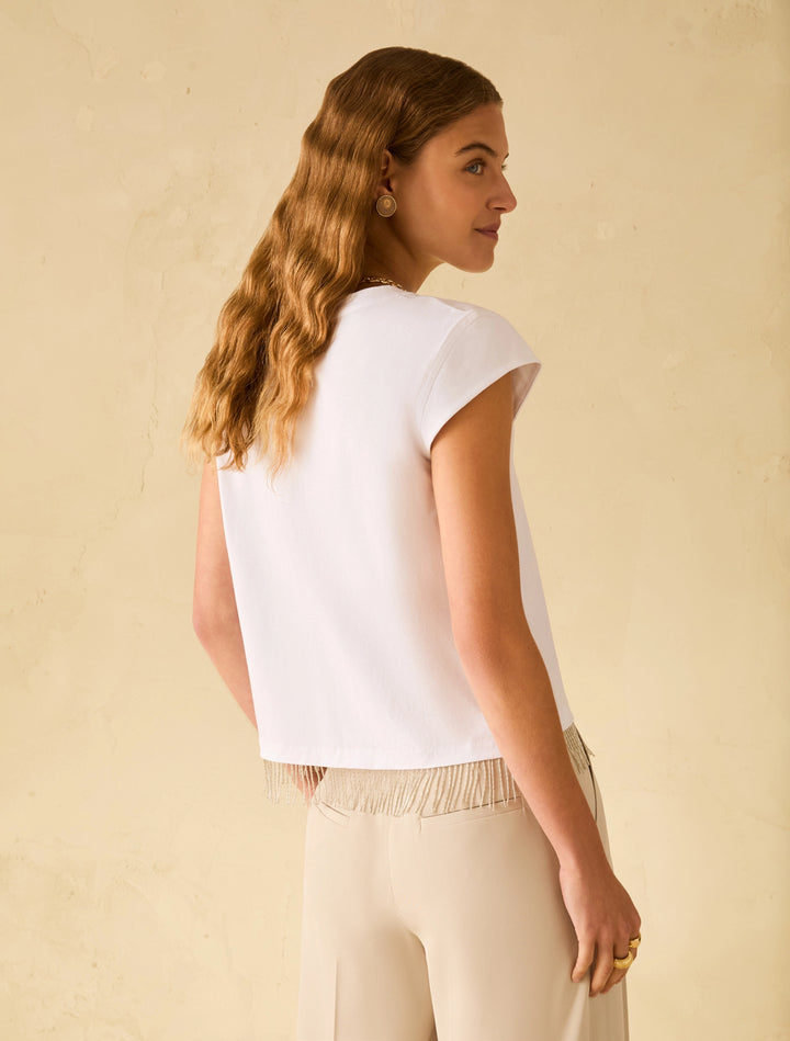 PennyBlack Beaded fringe T-shirt | White