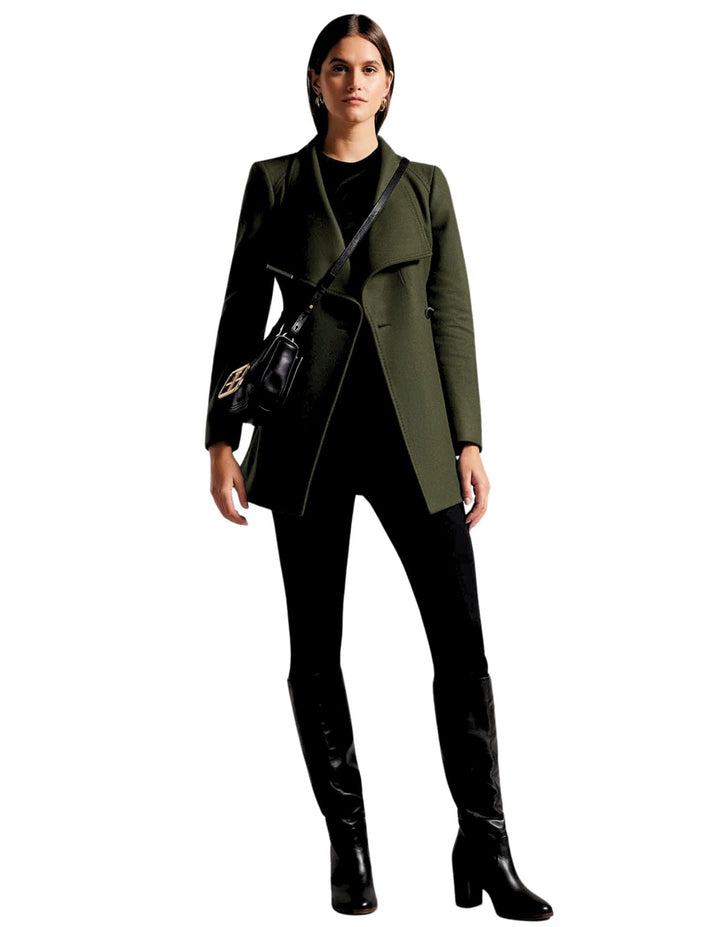 Ted Baker Rosess Short Belted Wool Wrap Coat | Olive