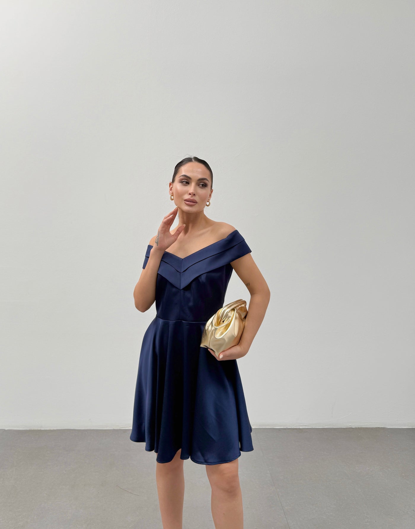 Never Needy Madonna Collar Dress | Blue