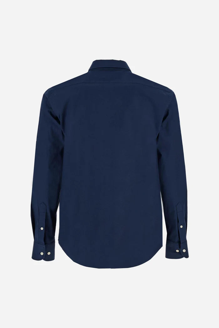 La Martina Slim Fit Cotton Shirt with Semi-Cutaway Collar | Navy