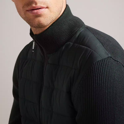 Ted Baker Oberan Long Sleeve Quilted Funnel Neck Jacket | Mid Green