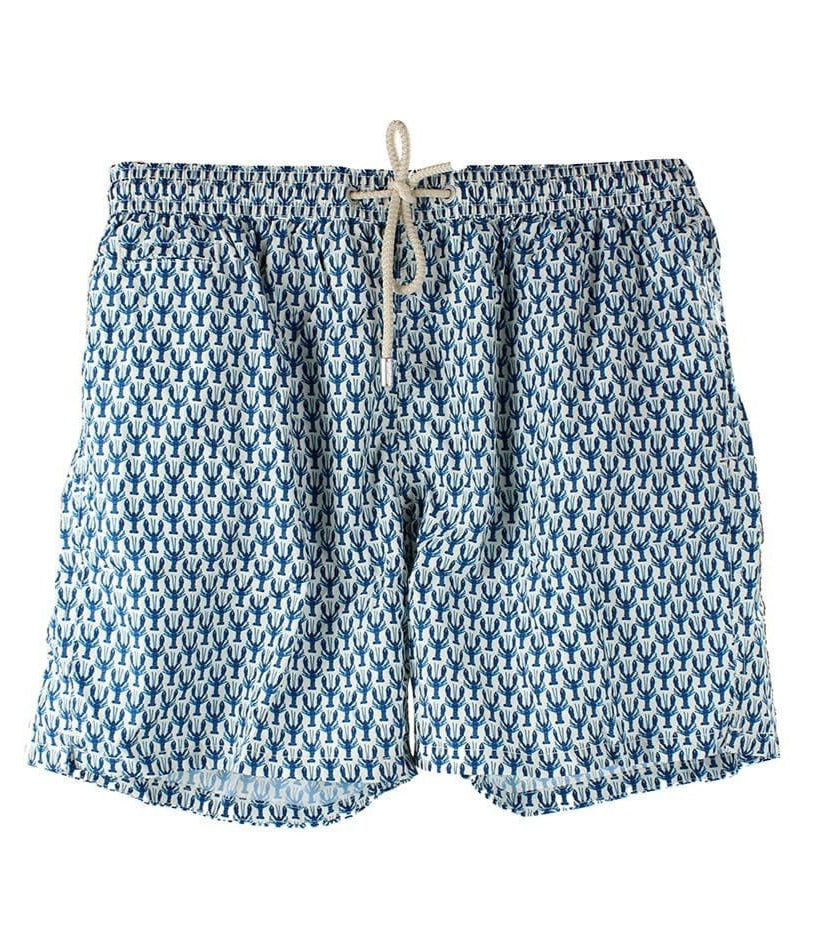 MC2 Saint Barth Lightweight Fabric Swim Shorts Lighting with Lobster | Blue/White