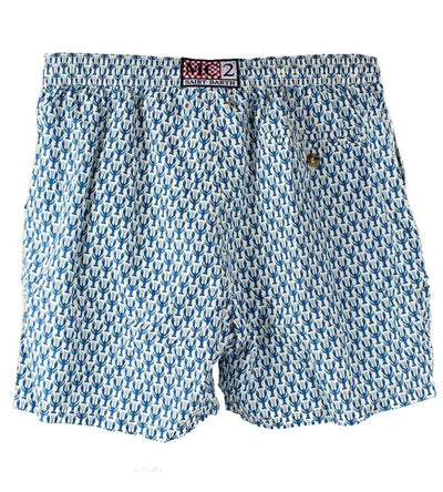 MC2 Saint Barth Lightweight Fabric Swim Shorts Lighting with Lobster | Blue/White