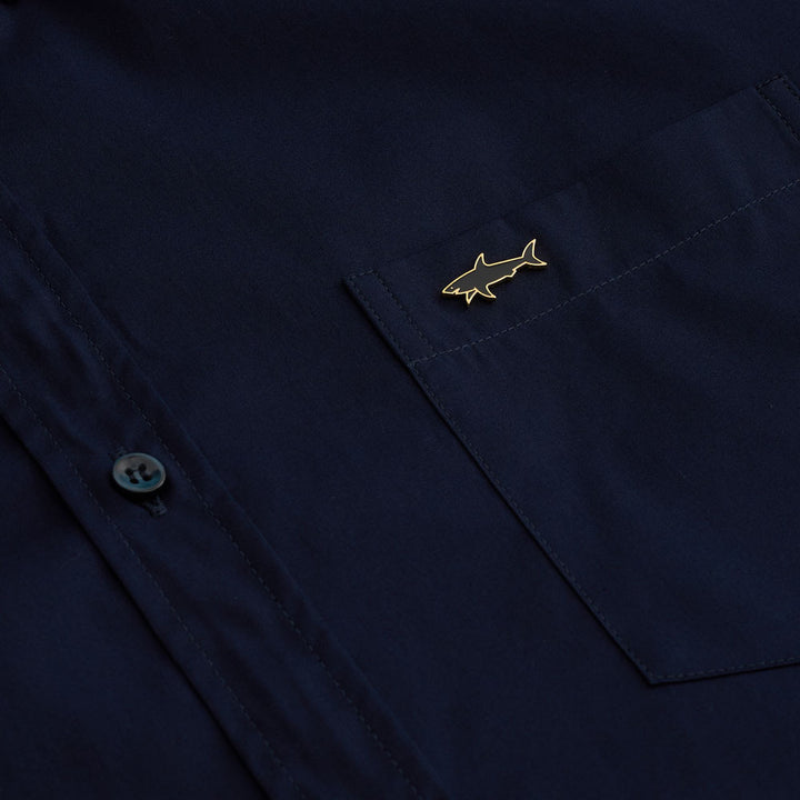 Paul & Shark Cotton Poplin Shirt with Embroidery | Navy