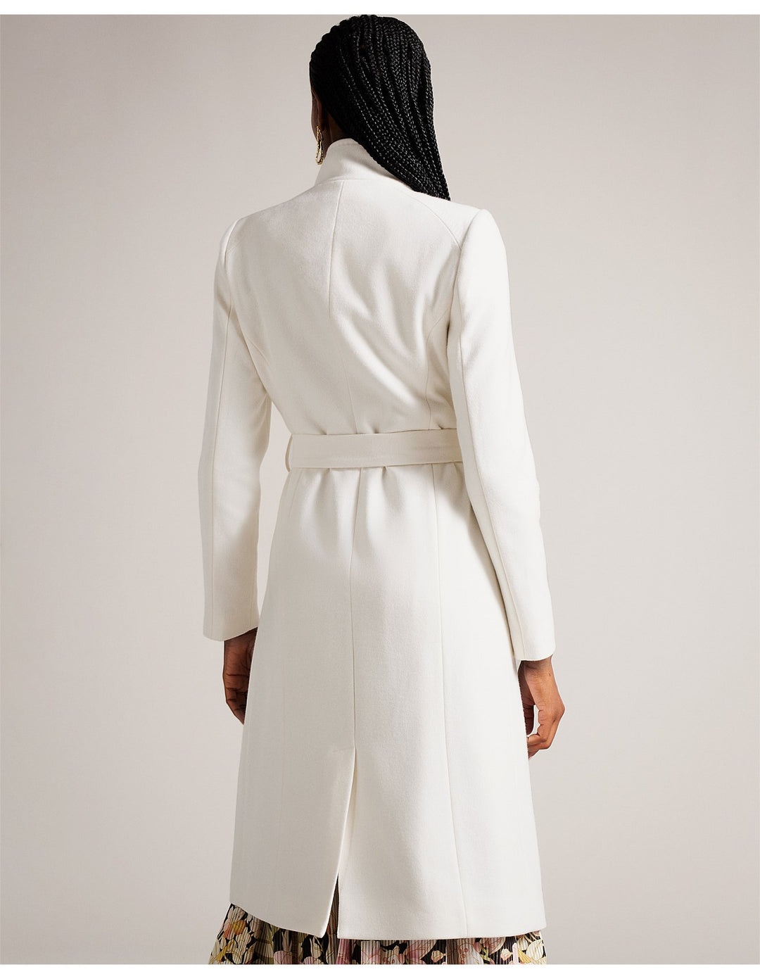 Ted Baker Rose Midi Length Belted Wool Wrap Coat | Ivory