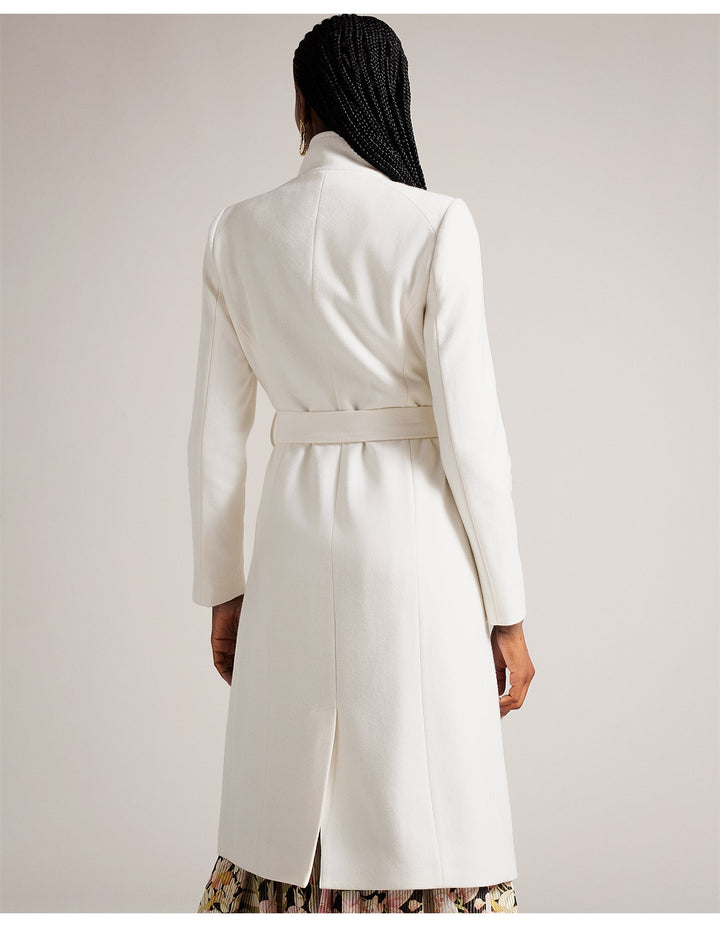 Ted Baker Rose Midi Length Belted Wool Wrap Coat | Ivory