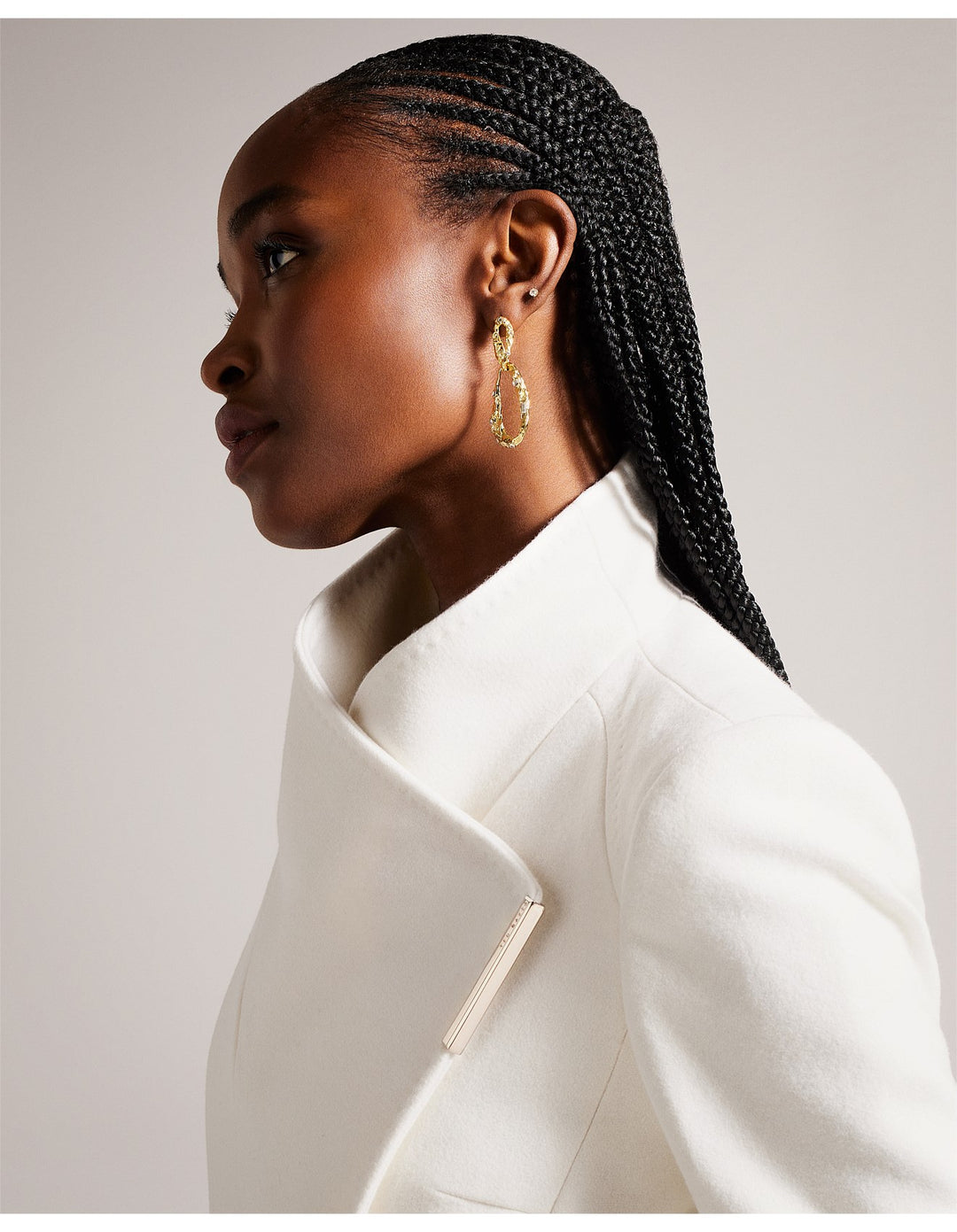 Ted Baker Rose Midi Length Belted Wool Wrap Coat | Ivory