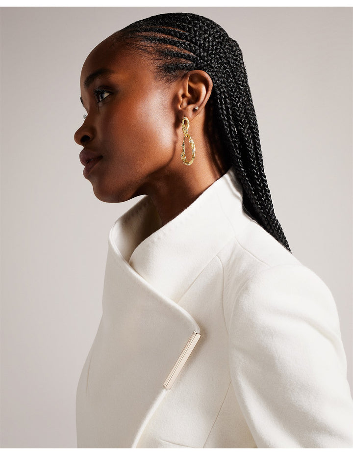 Ted Baker Rose Midi Length Belted Wool Wrap Coat | Ivory