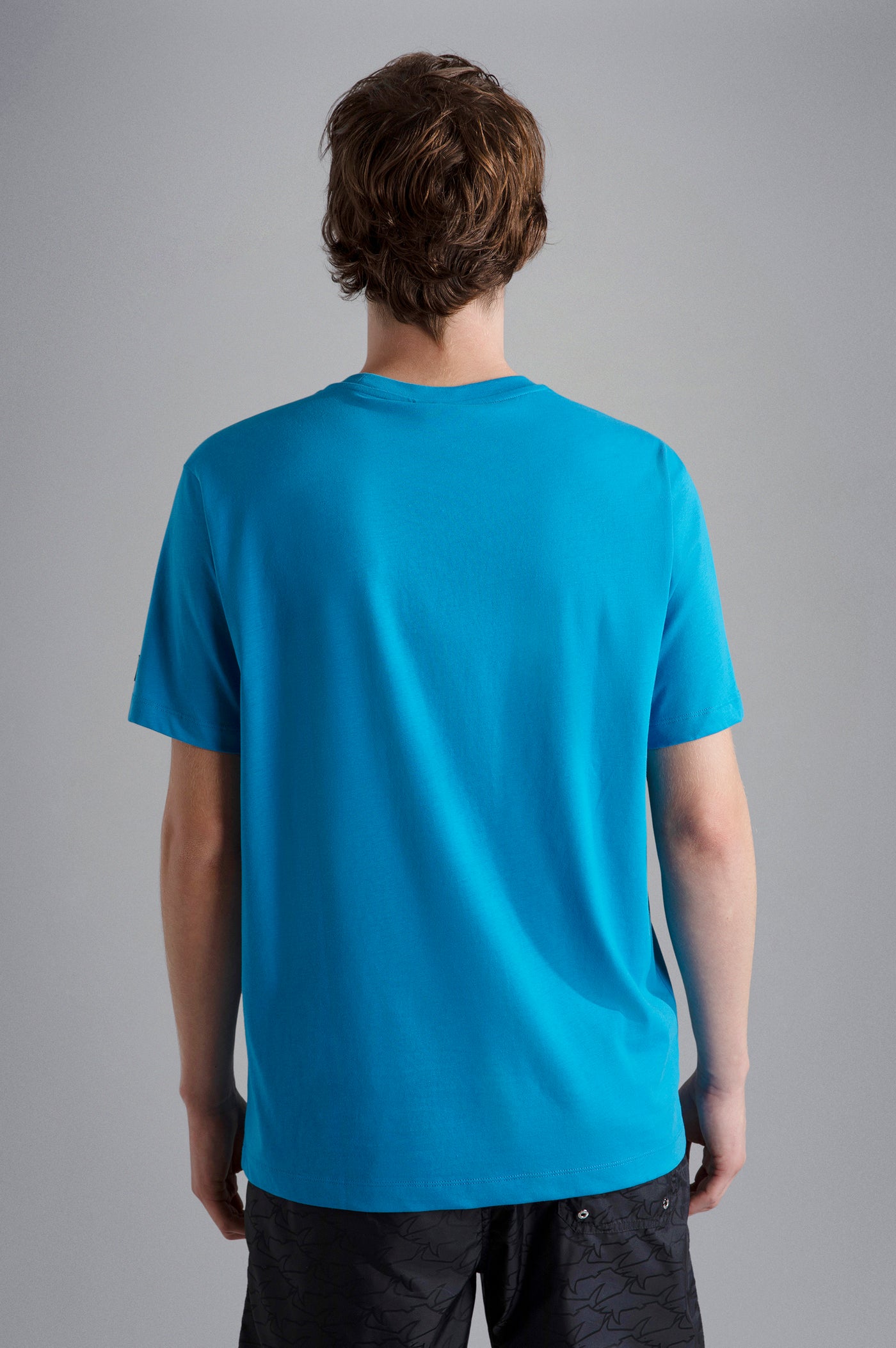 Paul & Shark Cotton T-shirt with Shark Print | Blue Azure