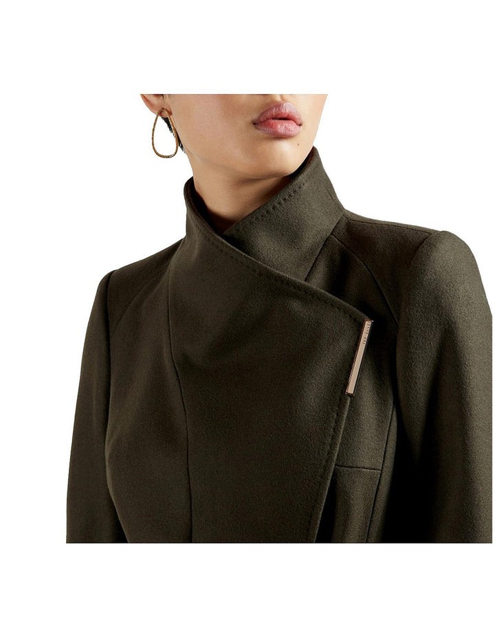 Ted Baker Rose Midi Length Belted Wool Wrap Coat | Olive