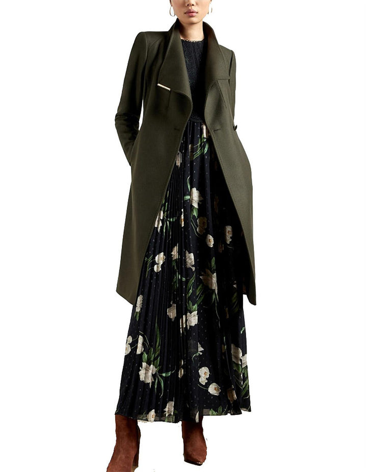 Ted Baker Rose Midi Length Belted Wool Wrap Coat | Olive