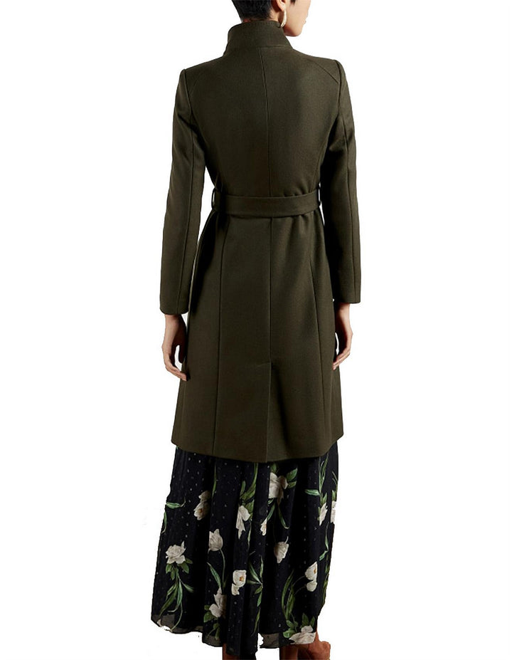 Ted Baker Rose Midi Length Belted Wool Wrap Coat | Olive