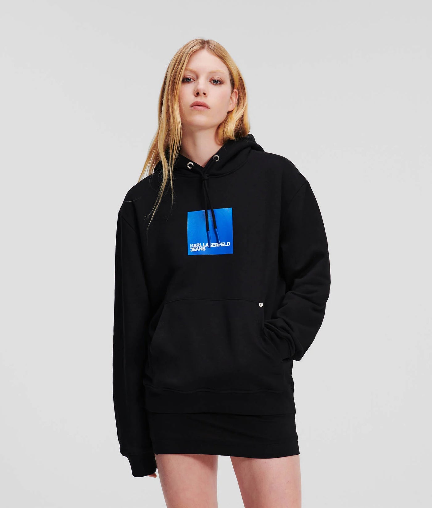 Karl Lagerfeld Box Logo Regular Fit Hoodie | Black