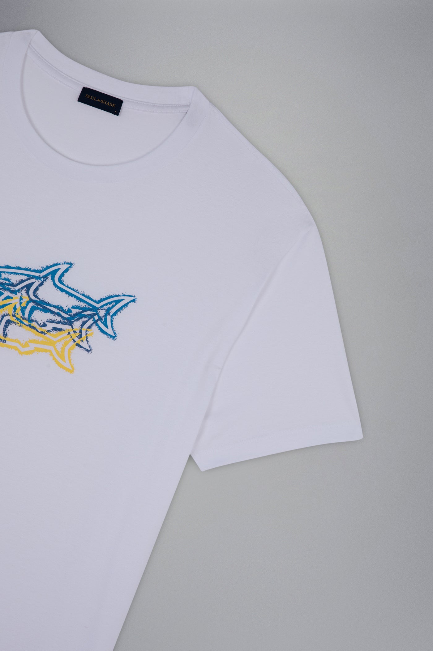 Paul & Shark Cotton Jersey T-shirt with Sharks Print | White