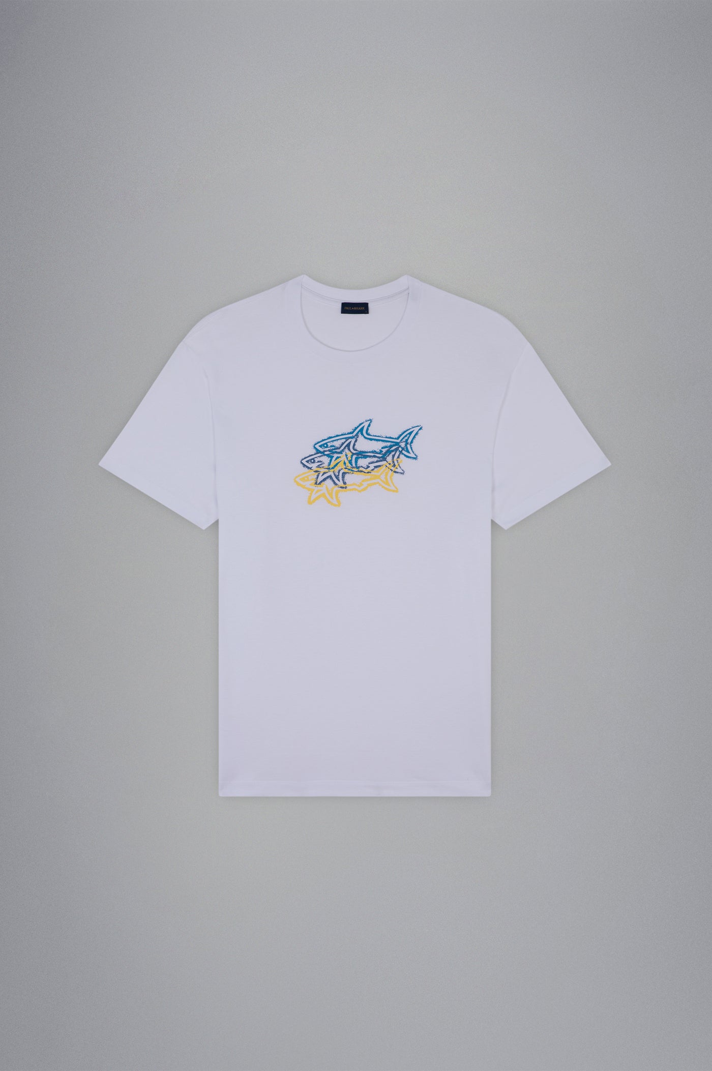 Paul & Shark Cotton Jersey T-shirt with Sharks Print | White