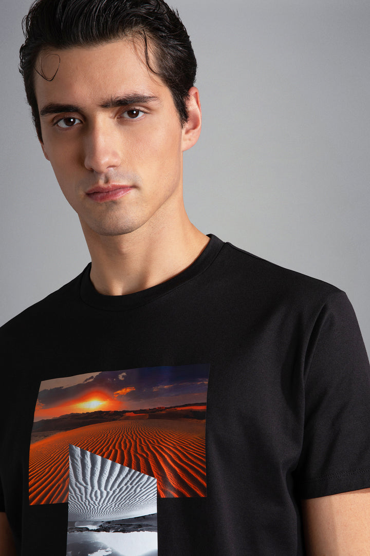 Paul & Shark Cotton Jersey T-shirt with Prints | Black