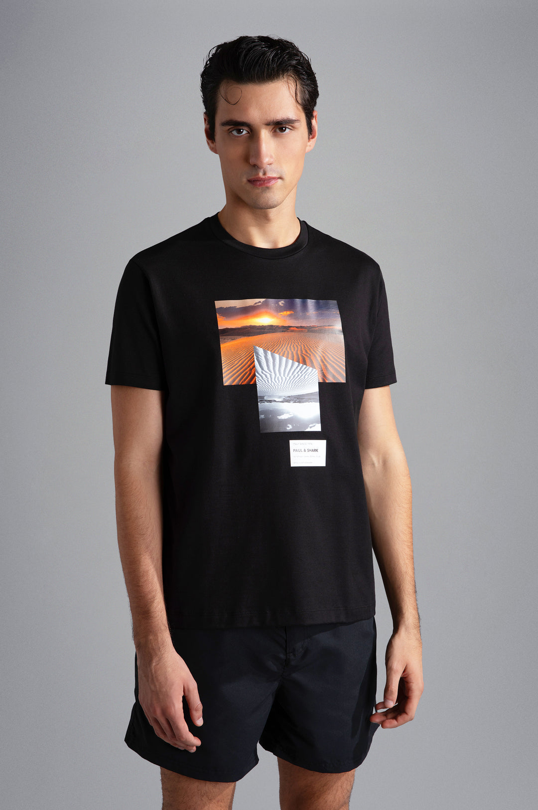 Paul & Shark Cotton Jersey T-shirt with Prints | Black