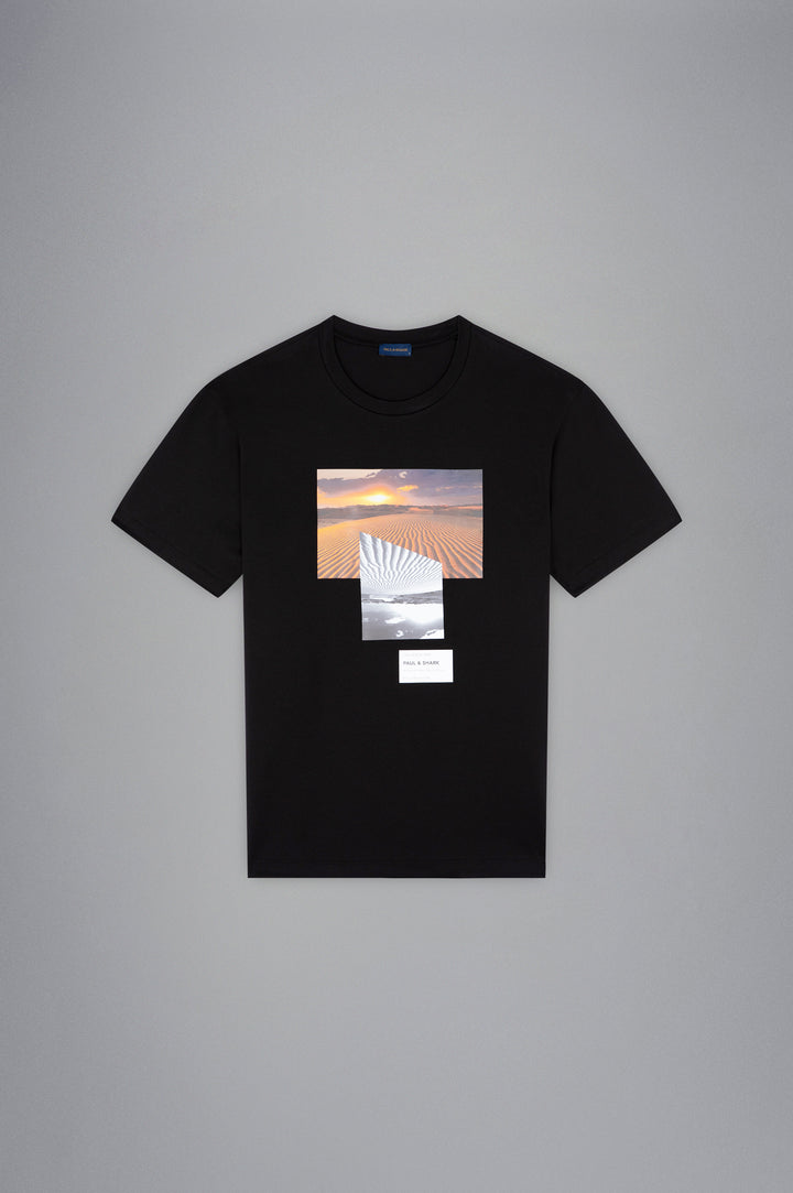 Paul & Shark Cotton Jersey T-shirt with Prints | Black