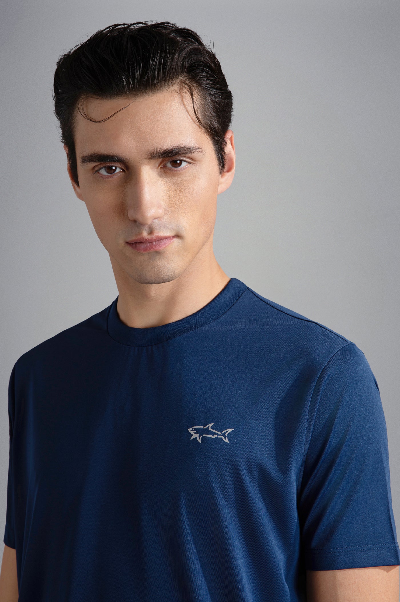 Paul & Shark Seaqual® Yarn T-shirt with Shark and Save the Sea Print | Navy