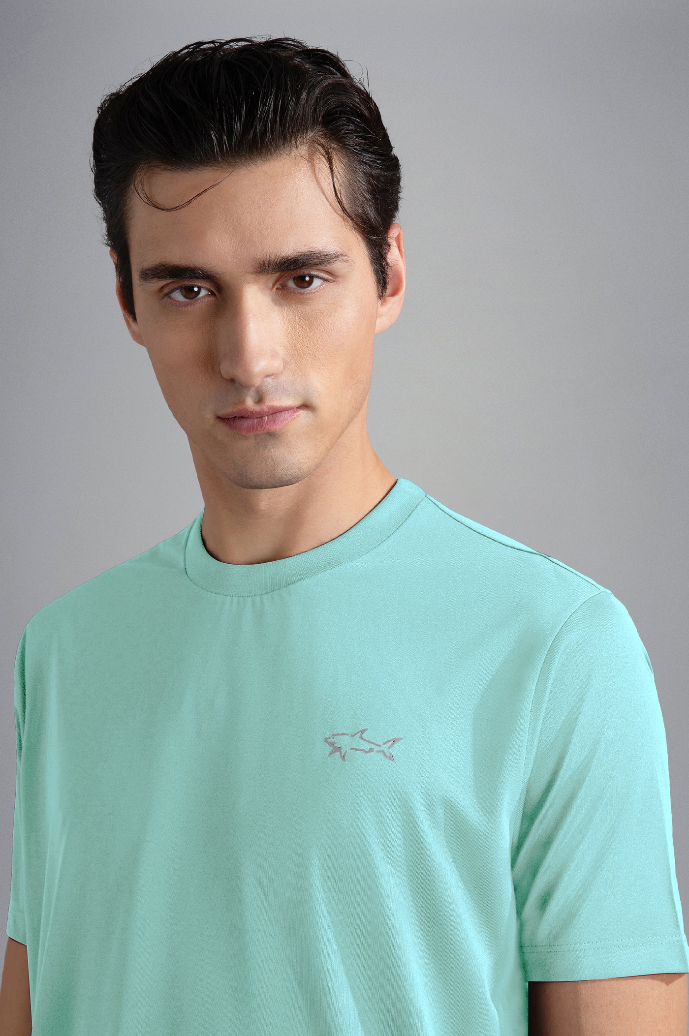 Paul & Shark Seaqual® Yarn T-shirt with Shark and Save the Sea Print | Turquoise