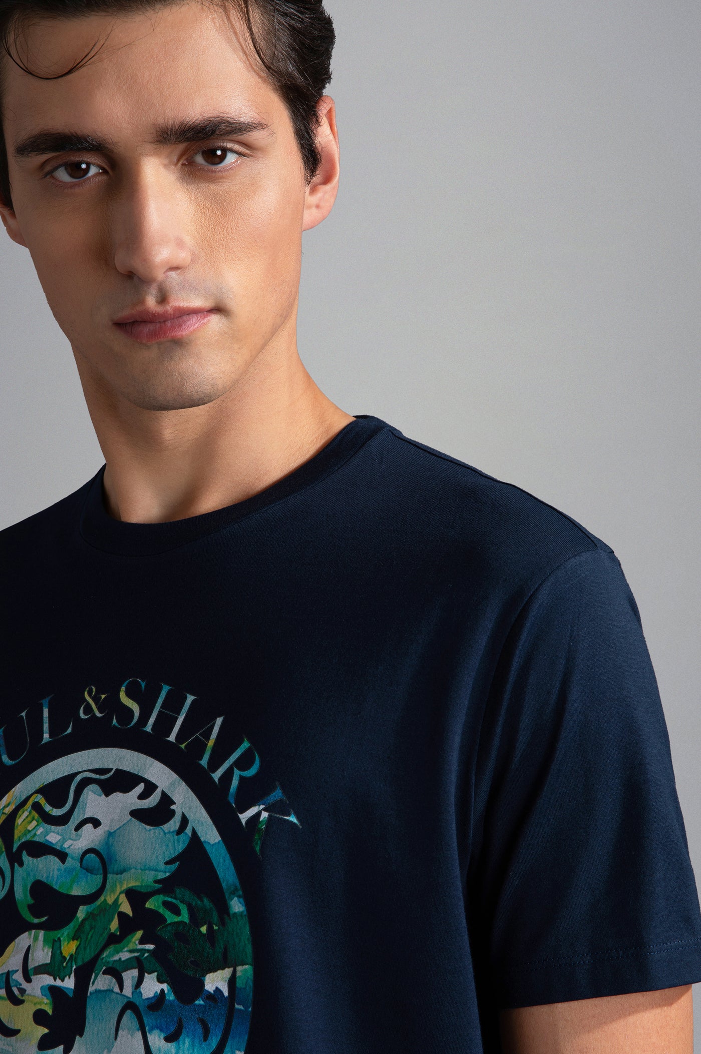Paul & Shark Cotton T-shirt with Year of the Dragon Print | Navy