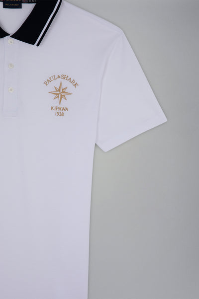 Paul & Shark Piqué Cotton Polo with Kipawa Embroidery | White