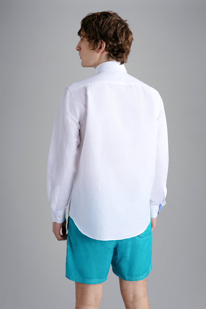 Paul & Shark Linen and Cotton Shirt | White
