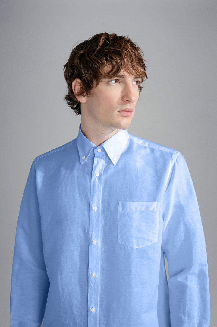 Paul & Shark Linen and Cotton Shirt | Light Blue