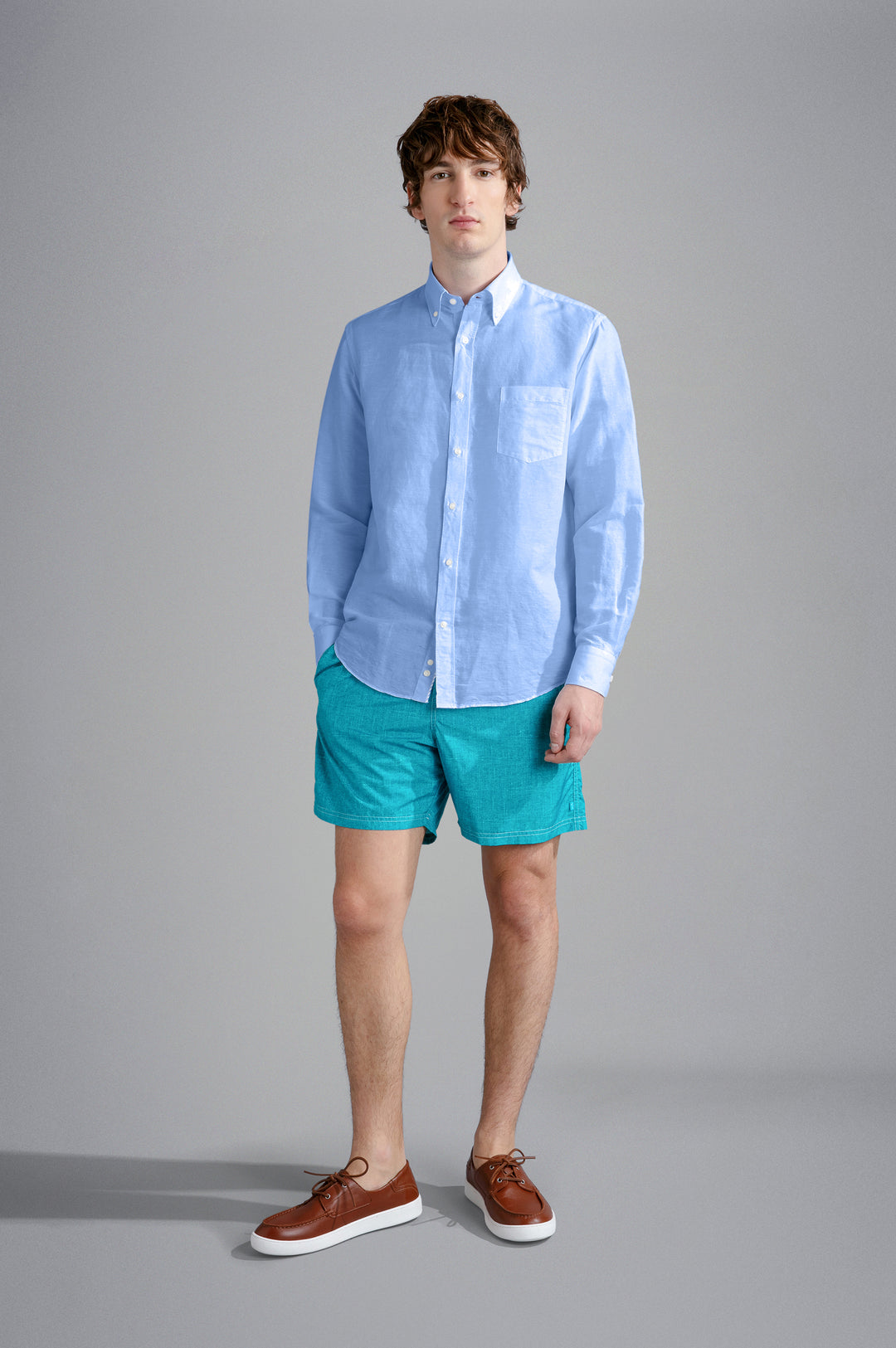 Paul & Shark Linen and Cotton Shirt | Light Blue