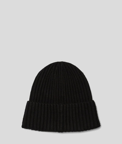 Karl Lagerfeld Logo Ribbed Men's Beanie | Black