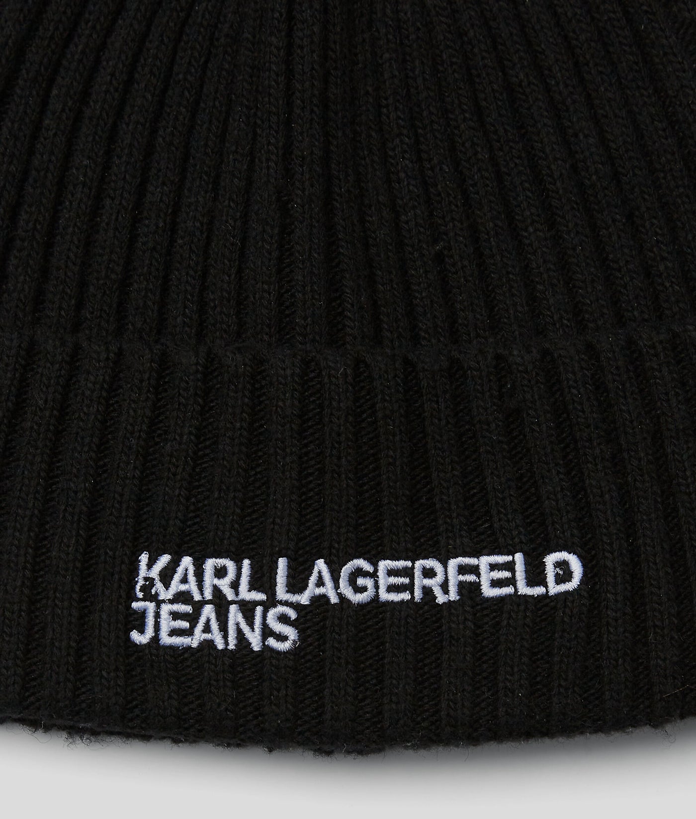 Karl Lagerfeld Logo Ribbed Men's Beanie | Black